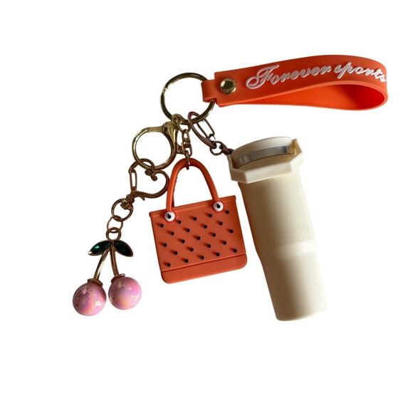 Accessories - Forever Sports Orange Keychain Set Tumbler Tote Bag Cherry Charms Wristlet